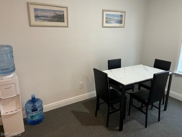 View of carpeted dining space