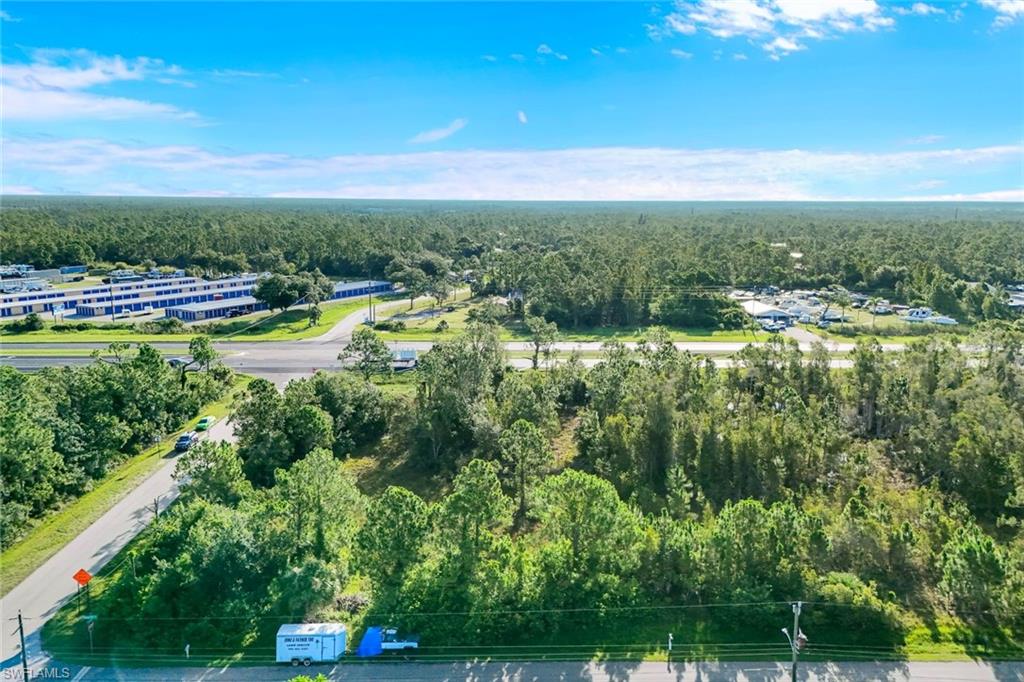 Bird's eye view of a heavily wooded area