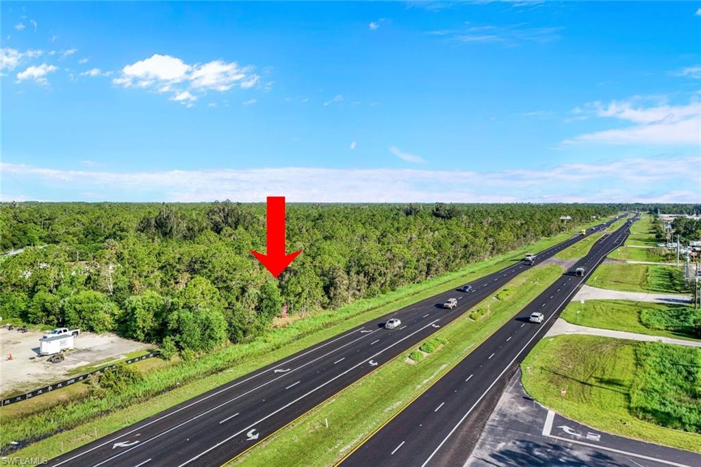 Bird's eye view of a highway and a forest