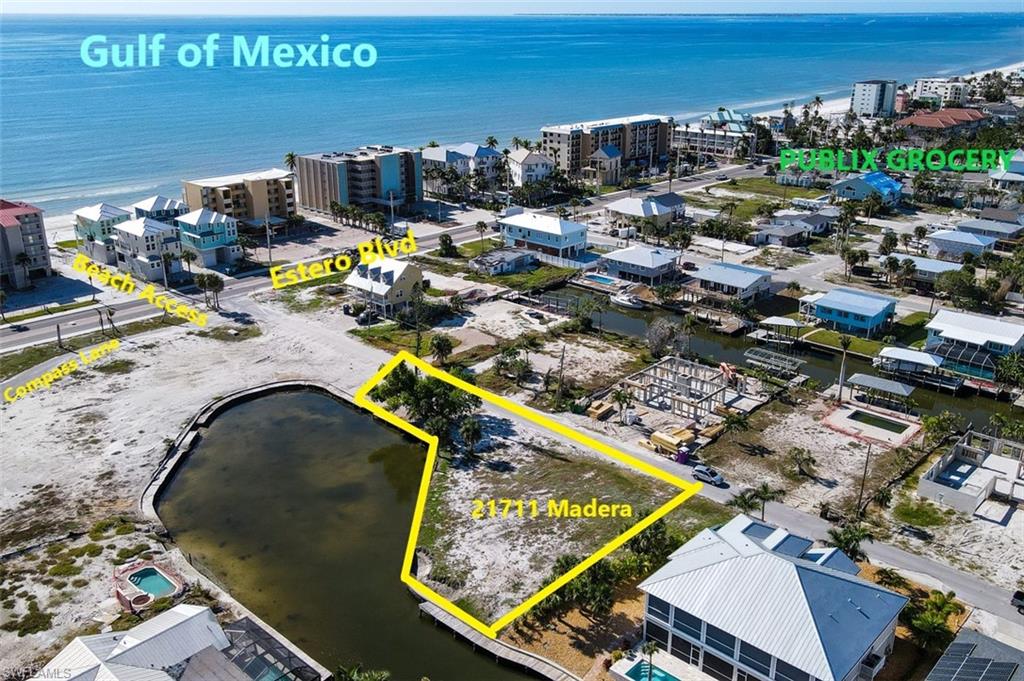 Current aerial photo of lot location basin and just steps to Beach & Gulf