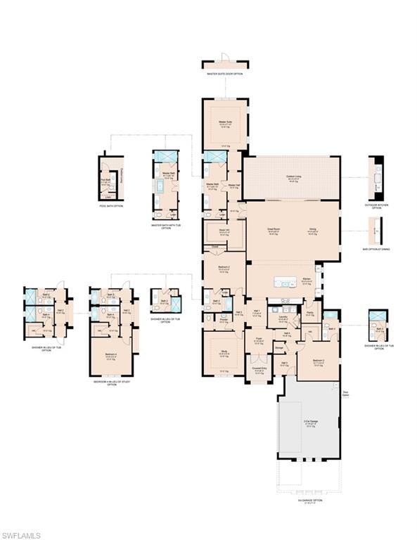 Martinique floor plan with structural options