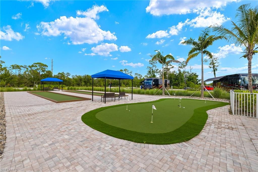 View of putting green and bocce ball