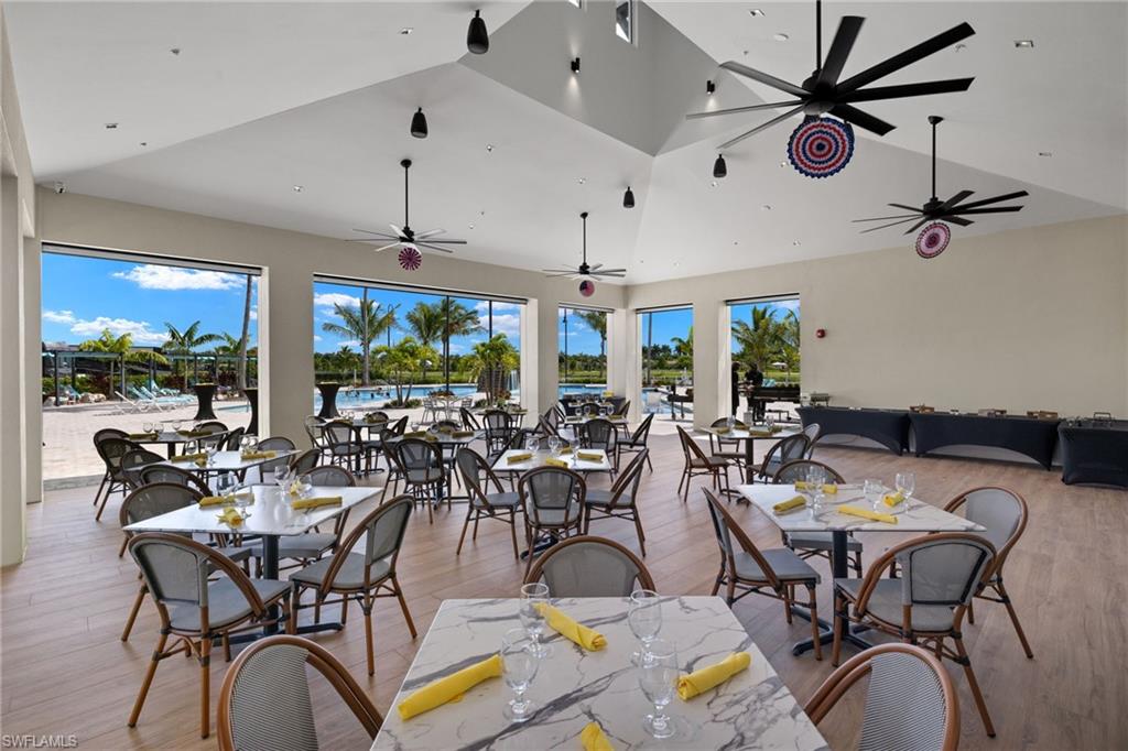View of patio with ceiling fan