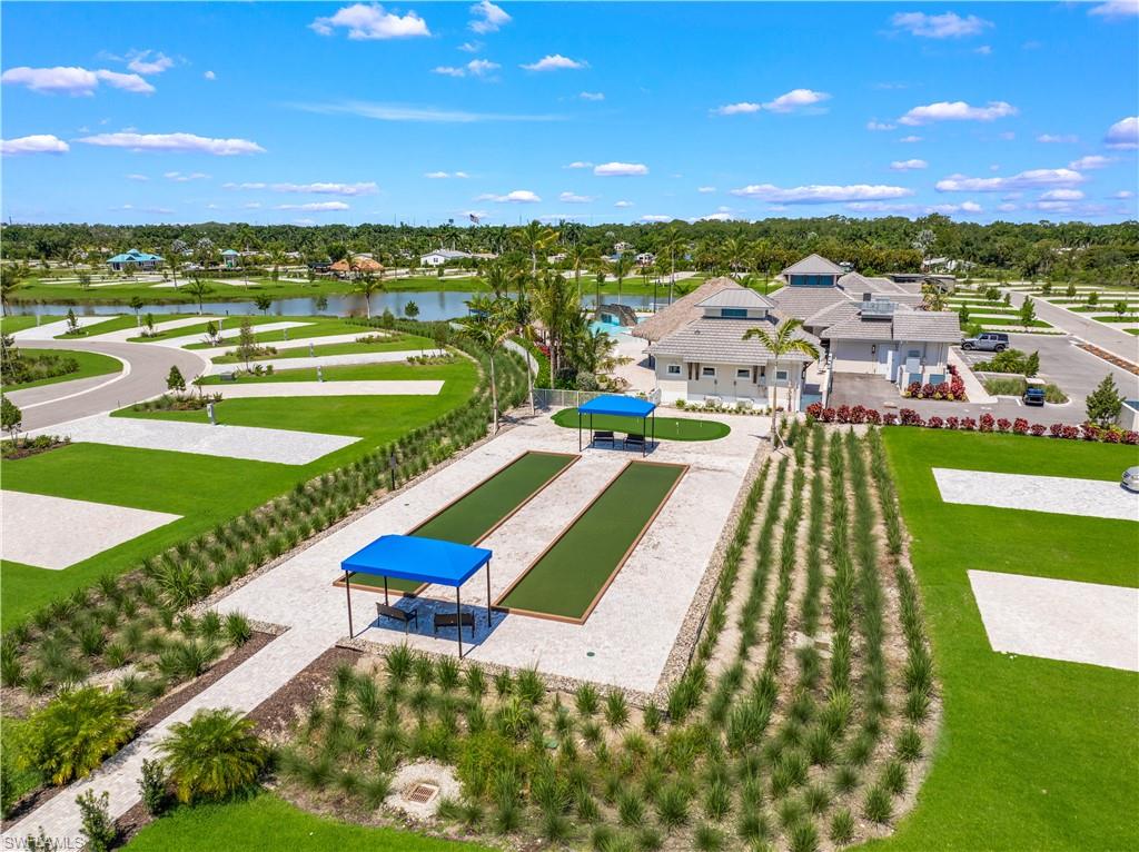 Aerial view of amenities with a water view