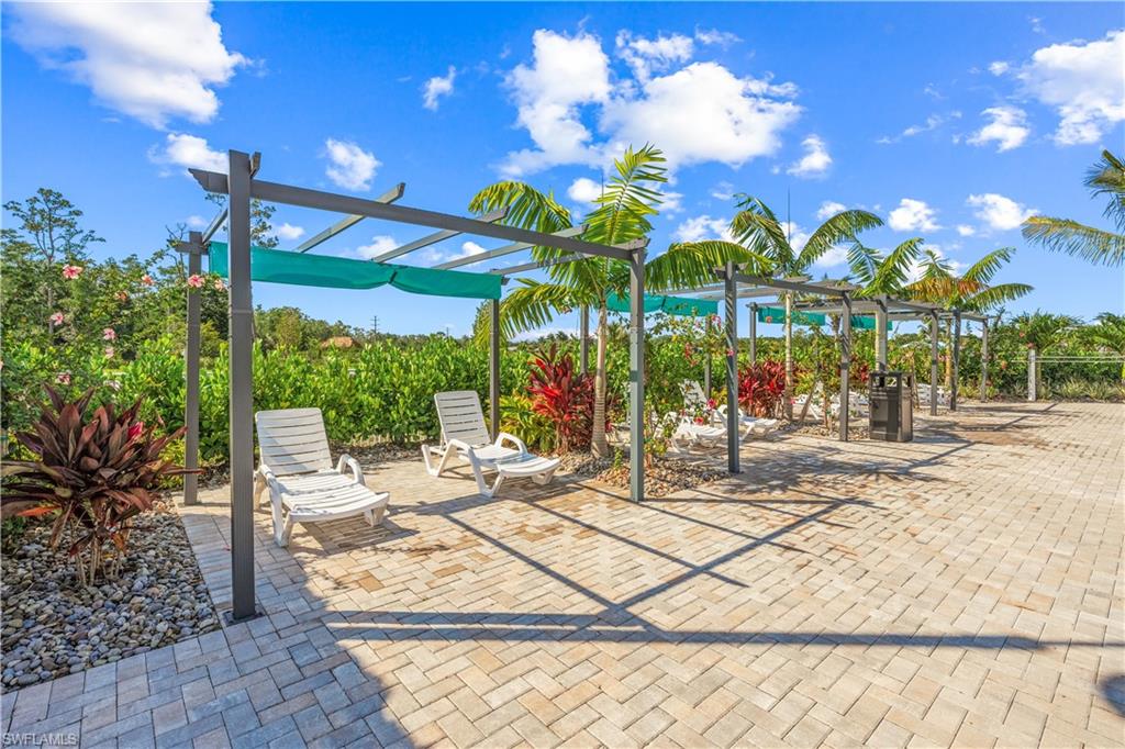 View of patio with a pergola