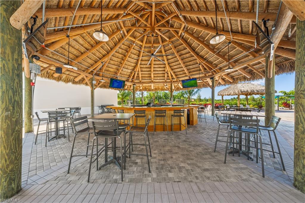 View of patio / terrace with a gazebo and an outdoor bar