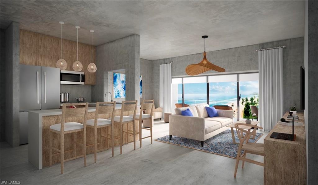 Interior rendering of beachfront room