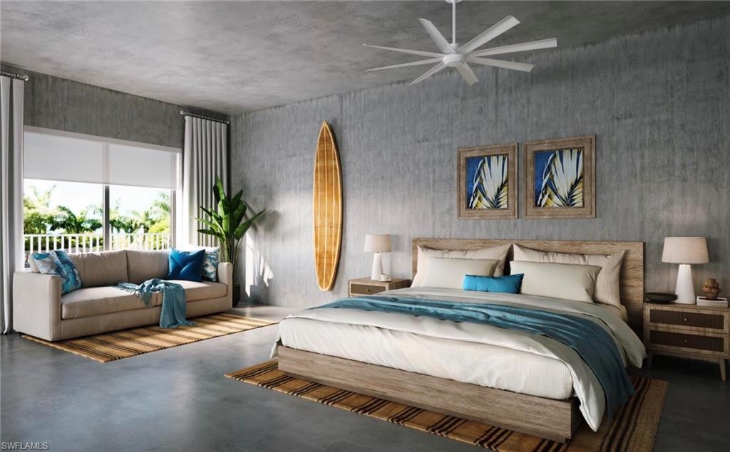 Interior rendering of beachfront room