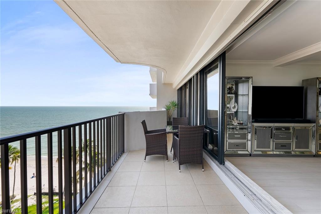 Balcony with a water view