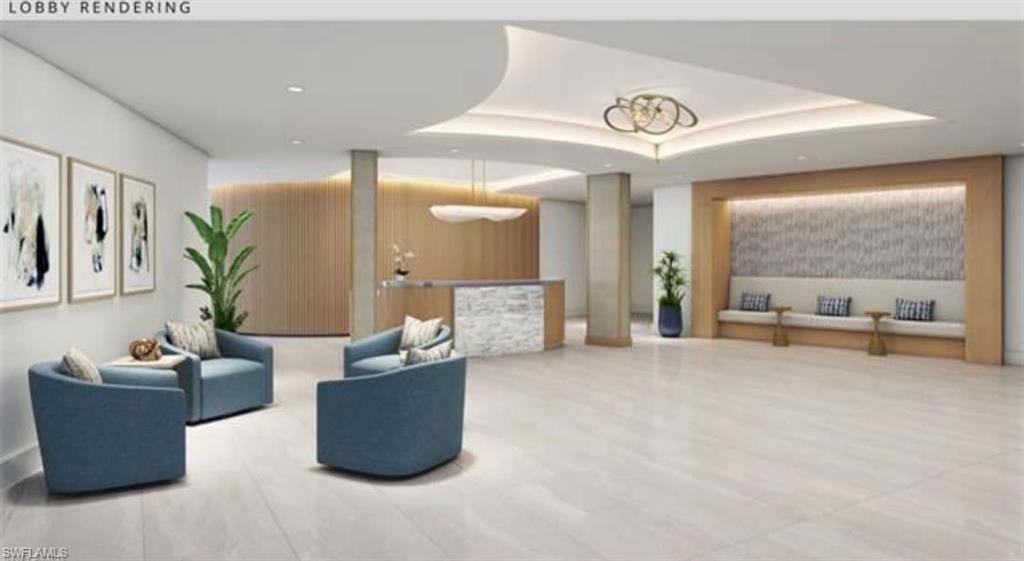 View of lobby rendering.  See next photo to see the actual finished lobby.