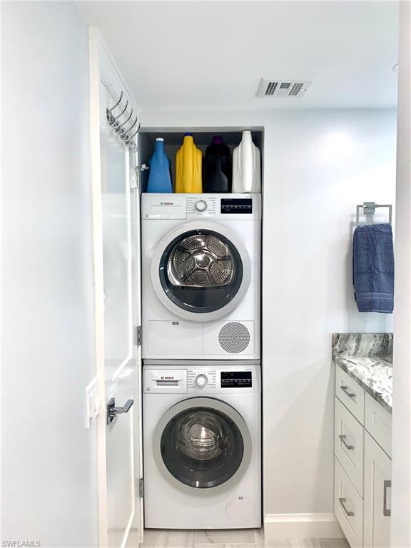 added washer  / dryer in guest bathroom