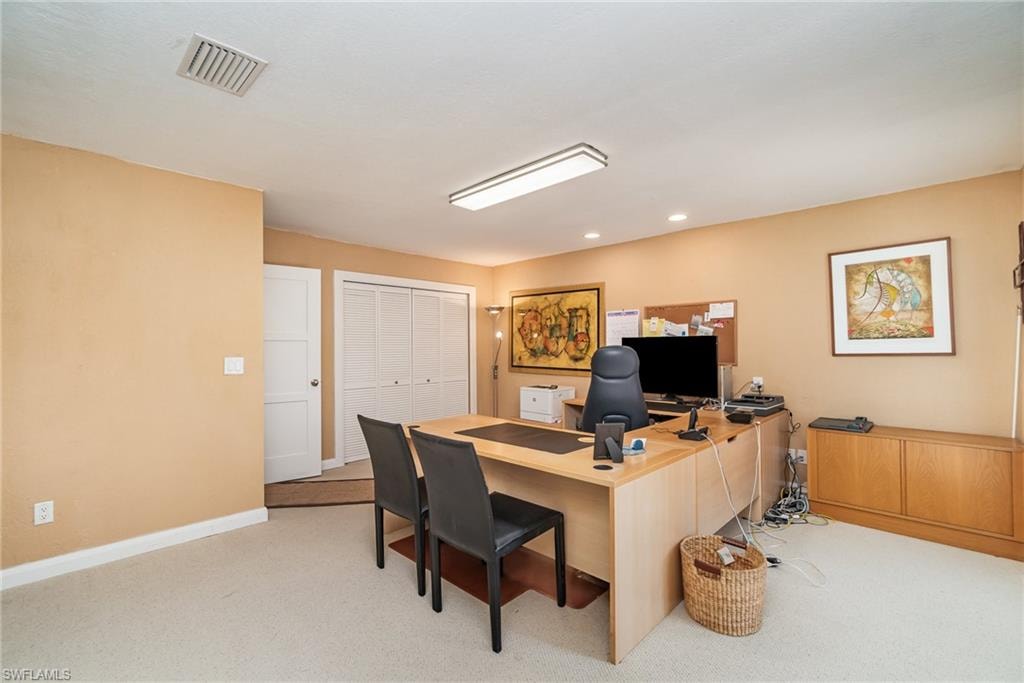 Office space with carpet floors