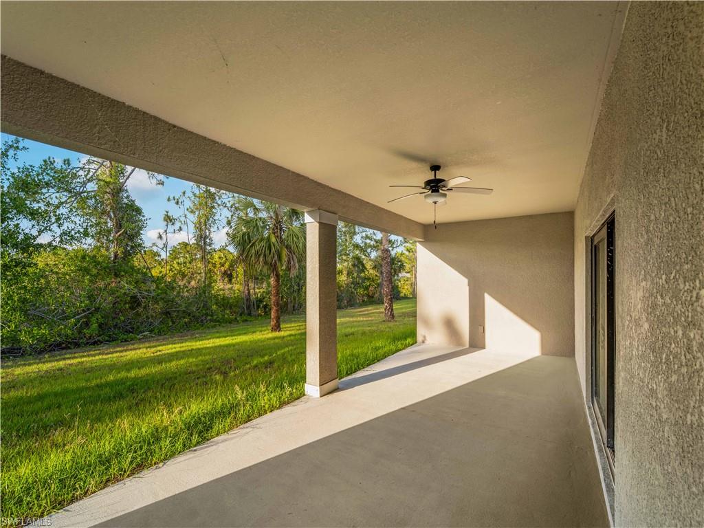 View of patio / terrace with a ceiling fan