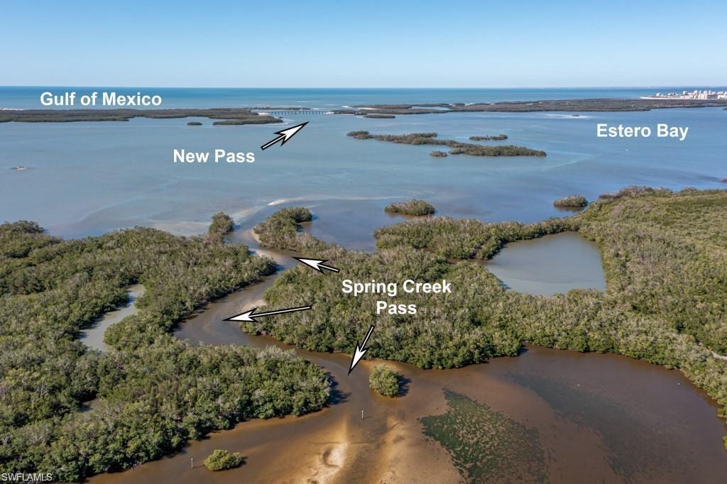 Birds eye view of the Passes leaving by boat to Estero Bay & the Gulf of Mexico