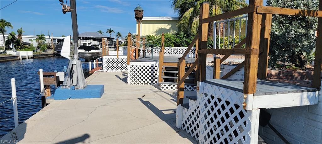 View of patio along the canal facing west