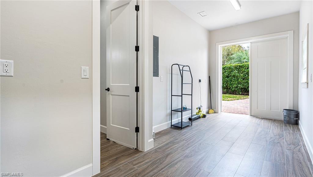 Golf cart garage (doors open)