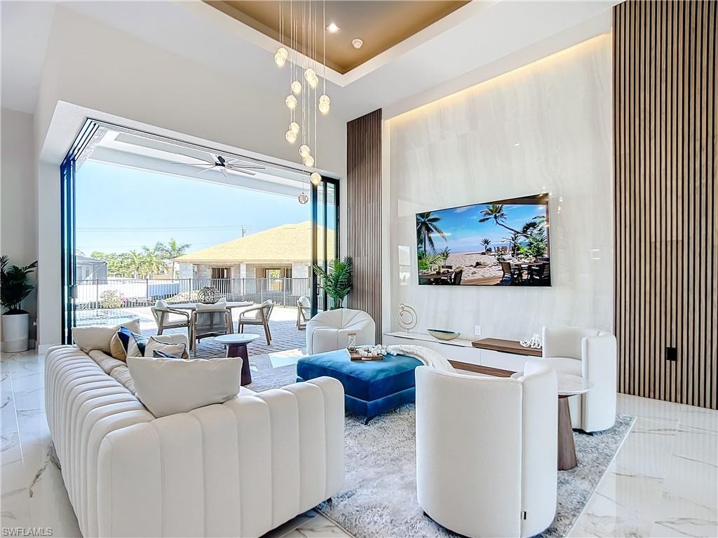 Living room with ceiling fan