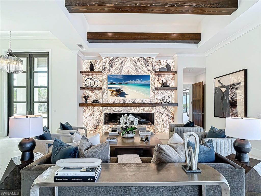 The granite wall is LED backlit and stunning from all angles.
