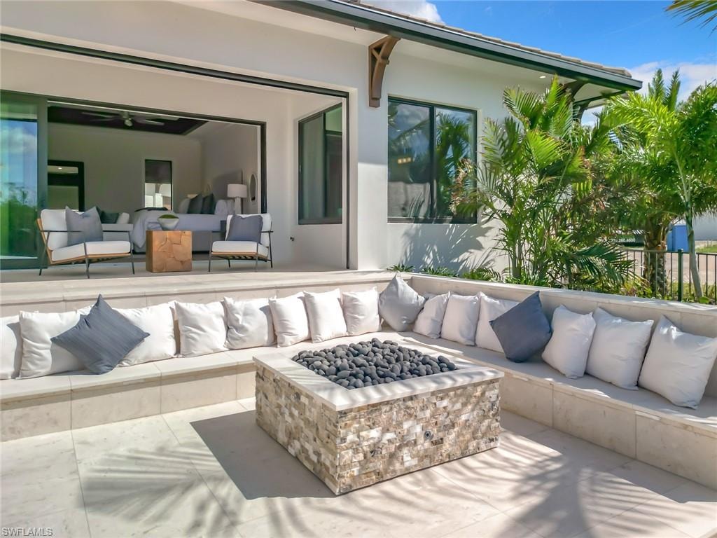 The inviting fire seating area.