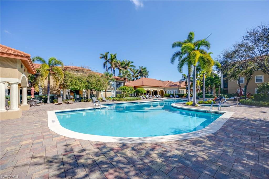 View of swimming pool with a patio