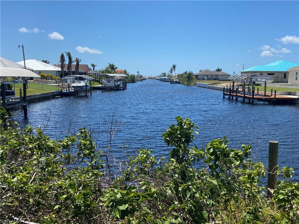 Water view with a boat dock