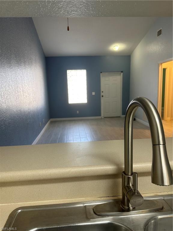 Room details with hardwood / wood-style floors and sink