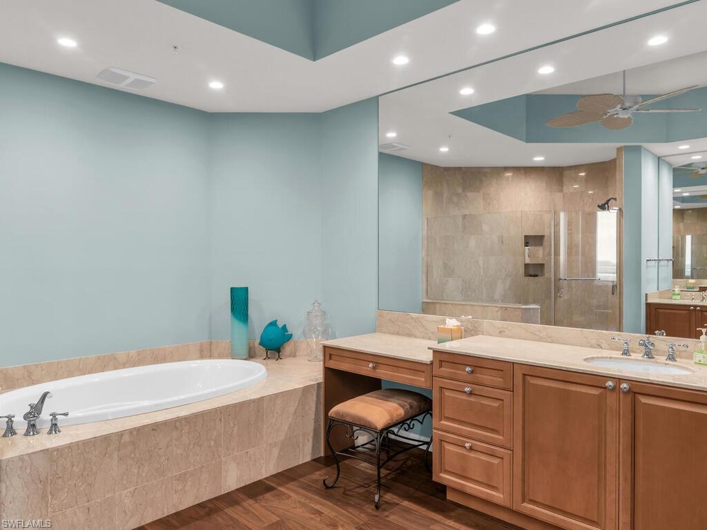 Her vanity & spa tub