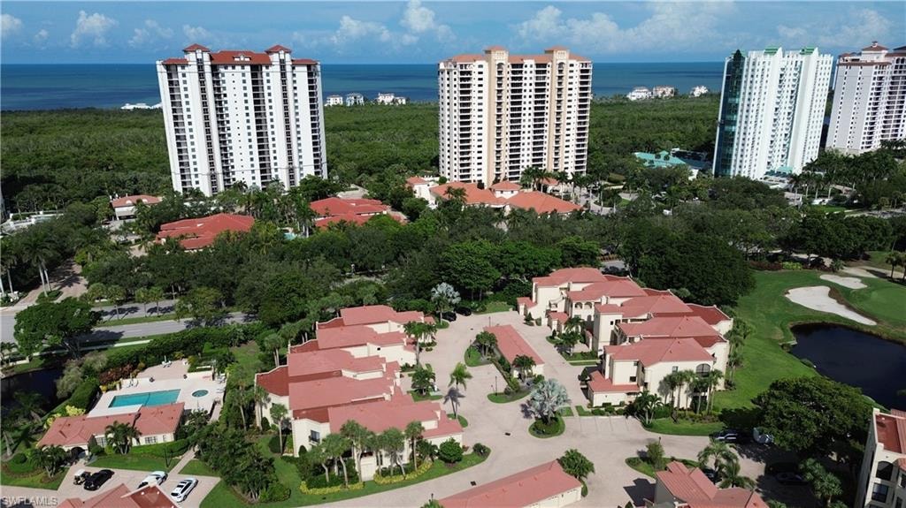 Bird's eye view of a nearby body of water