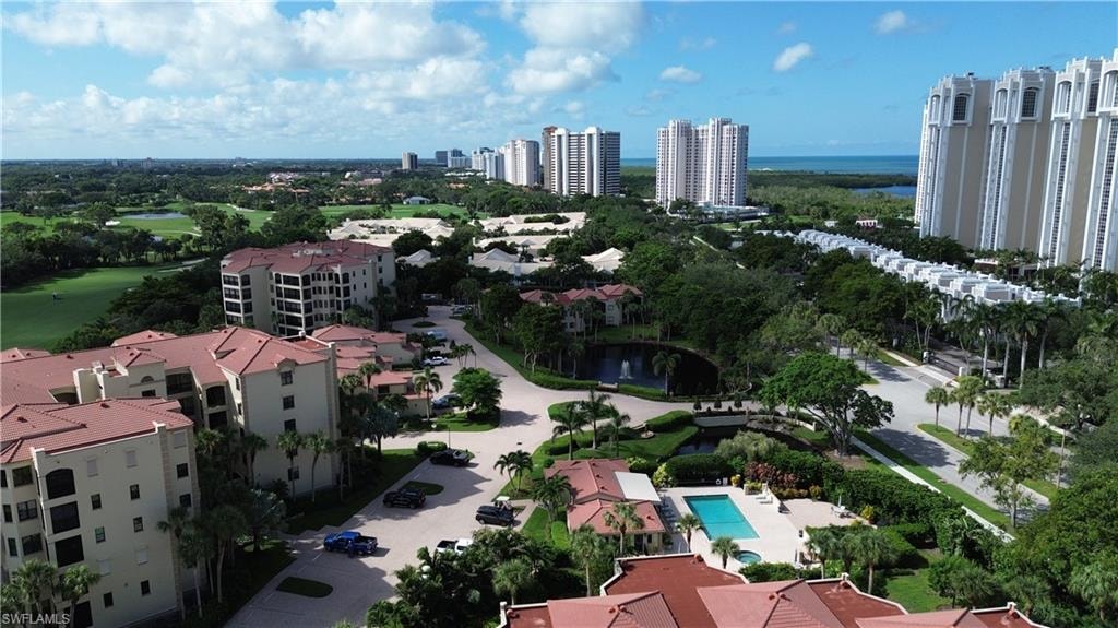 View of urban area with a large body of water