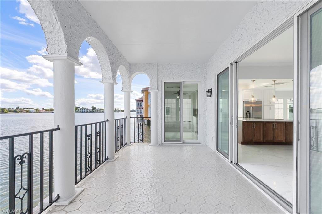 Balcony with a water view