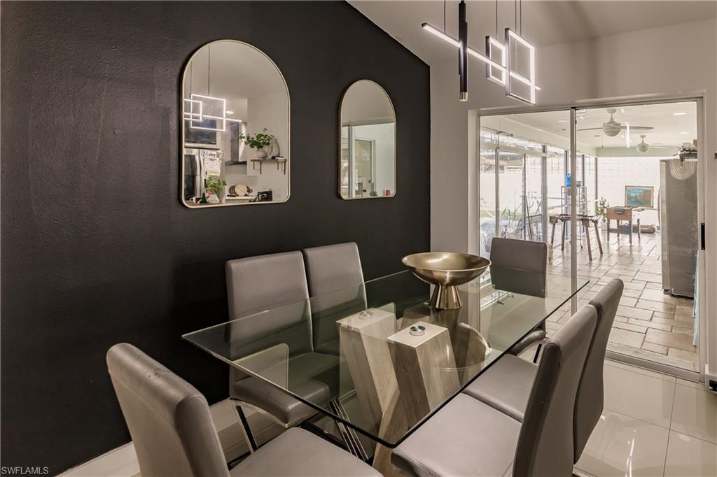 Dining room featuring ceiling fan