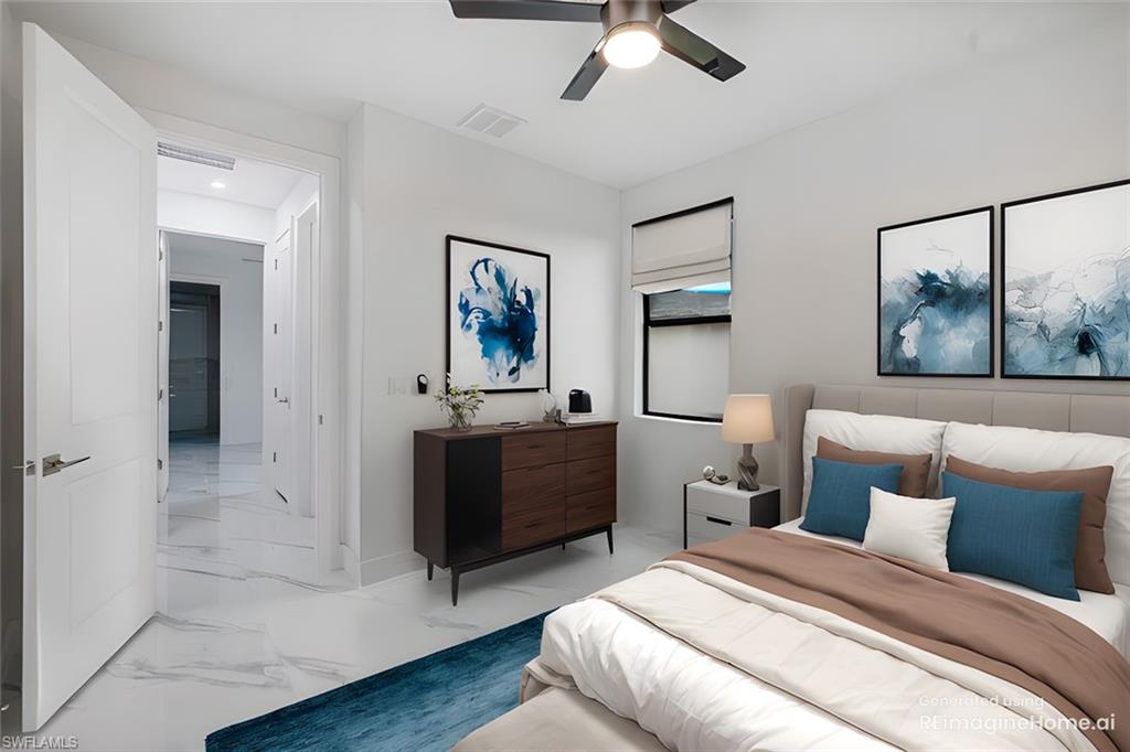 Bedroom featuring ceiling fan
