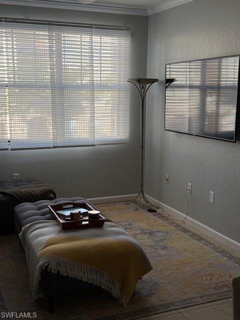 Bedroom with ornamental molding