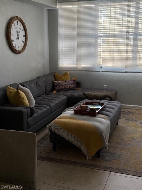 View of tiled living room