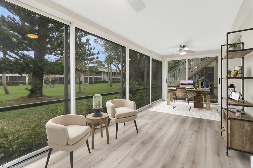 Sunroom enclosed with glass sliders