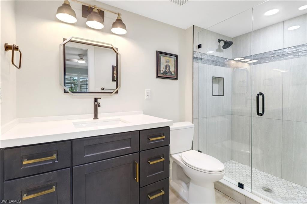 Primary bathroom featuring a walk-in shower