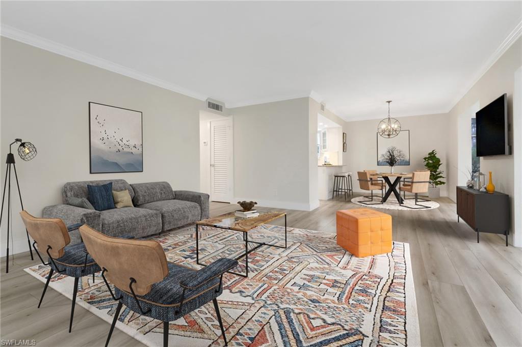Living room featuring luxury vinyl planks
