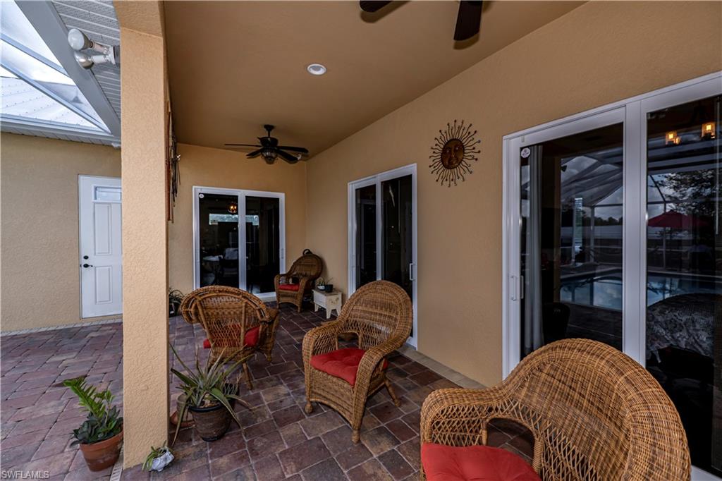 View of patio / terrace with ceiling fan