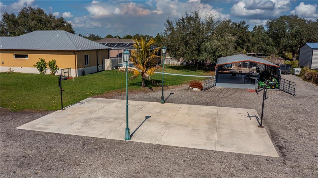 Basketball court with lights