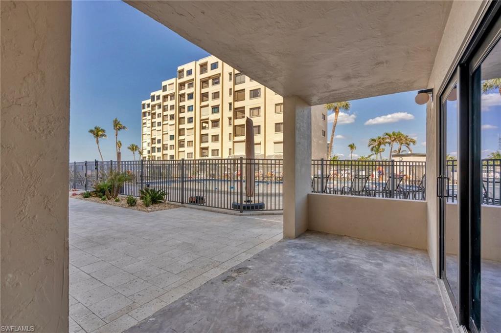 Lanai with a pool and quick access to the beach