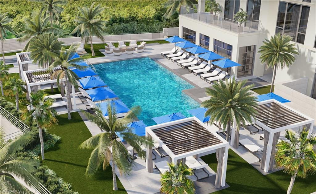 View of swimming pool with a pergola and a patio area