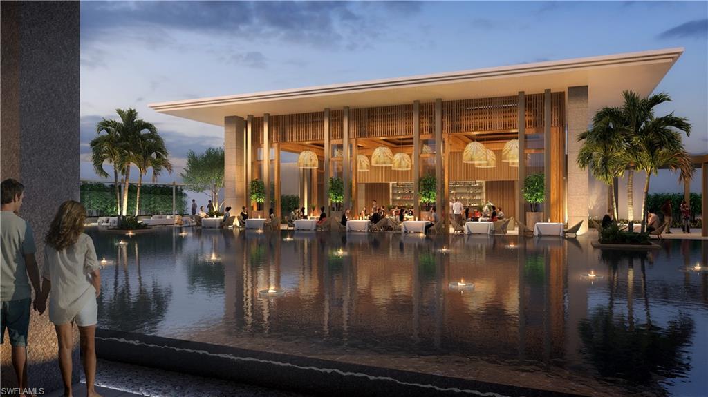 Water feature in front of dining club