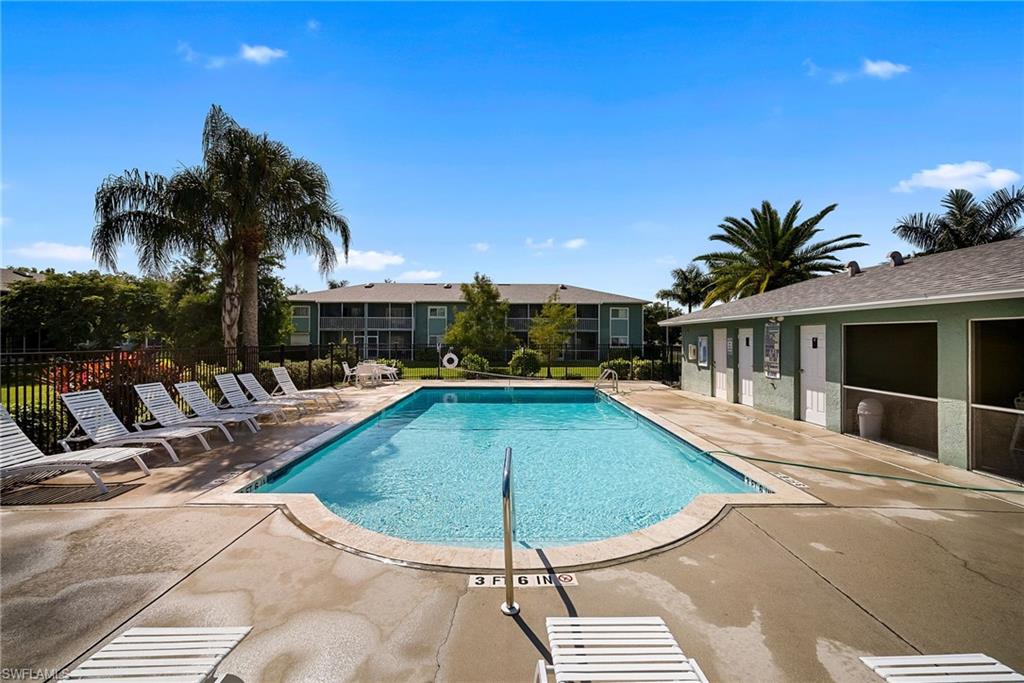 Community pool featuring a patio area