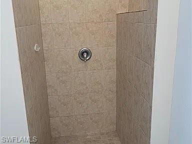 Room details with a tile shower
