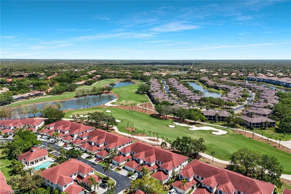 Aerial view with a view of the golf course