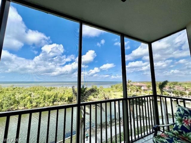 Balcony with a water view