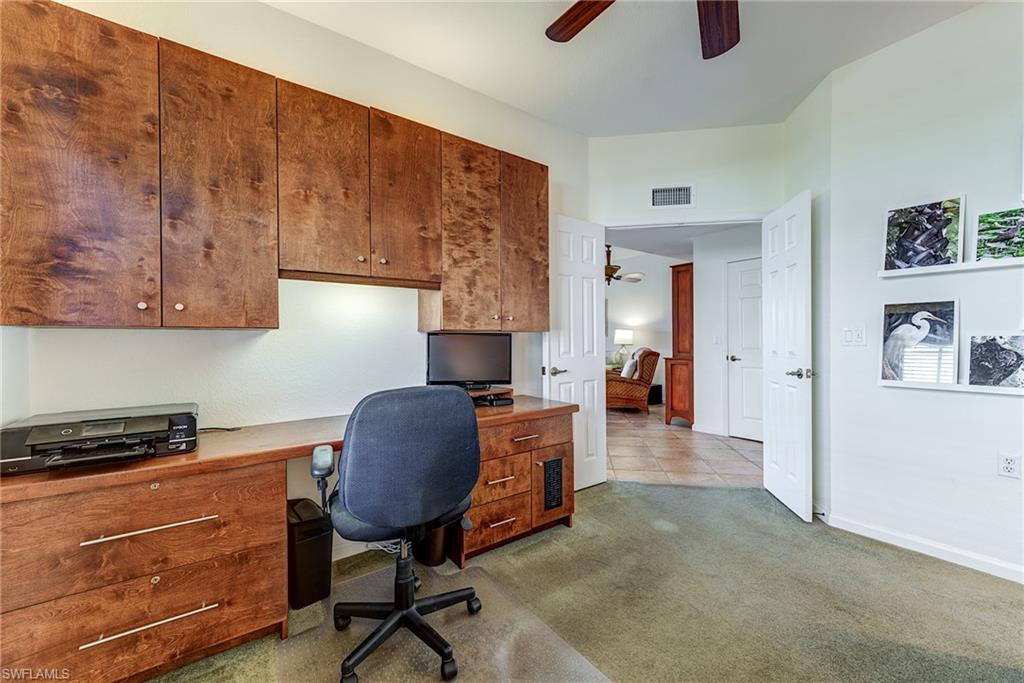 Den's built-in desk and cabinitry