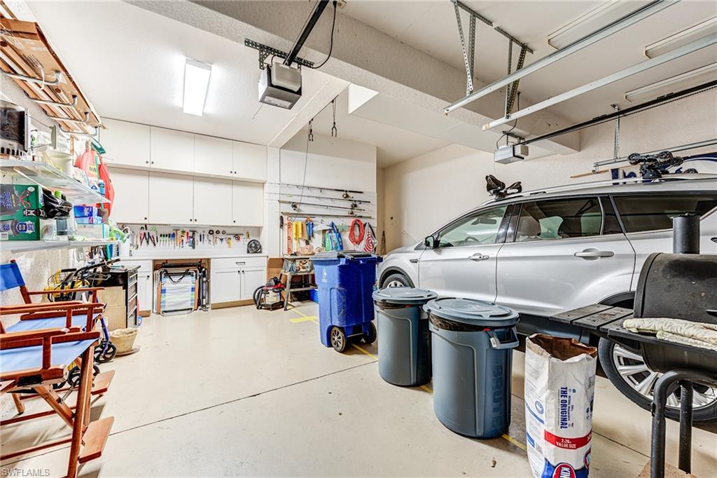 Workbench and cabinets in garage