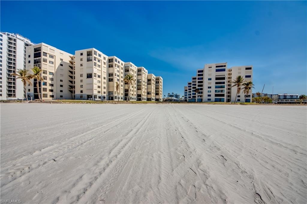 View from the beach looking back at the building