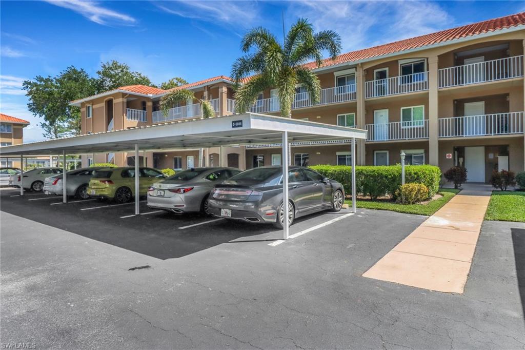 View of covered parking lot